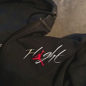 RETRO Authentic Nike Air Jordan Flight Full zipup black fleece hoodie jacket xxl
